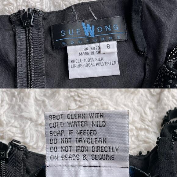 Sue Wong beaded silk floral slip dress with matching scarf wrap Nocturne 6 - Picture 4 of 17